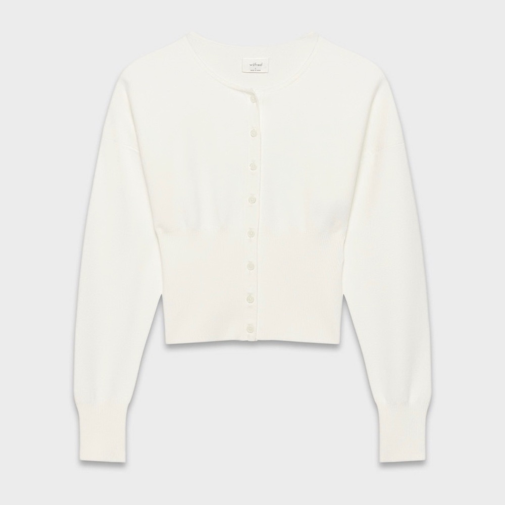 Aritzia Wilfred Golightly Button Cardigan Wonder Yarn in Light Birch Ivory XS - Picture 8 of 9